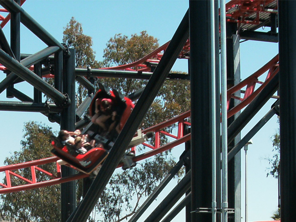 Big Spin is a spinning wild mouse ride where two couples sit face to face