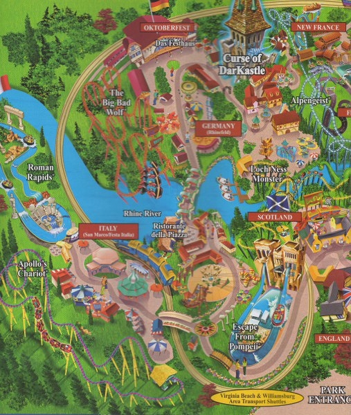 Busch Gardens Williamsburg 2006 Park Map