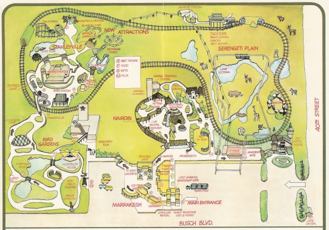 Busch Gardens Tampa 1978 Park Map