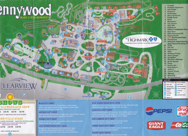 Kennywood Park - 2008 Park Map