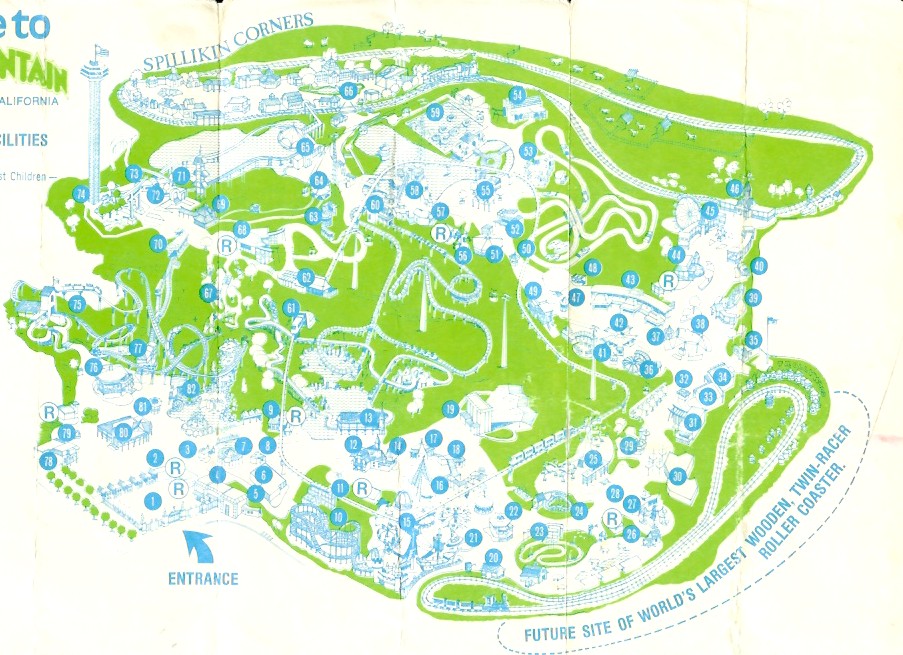 six flags magic mountain park map. 1977 Park Map - Page 1