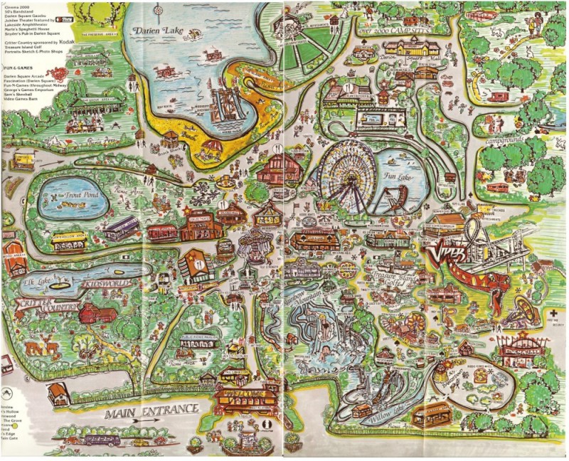 Darien Lake 80s map Darien lake, Lake, Lake park