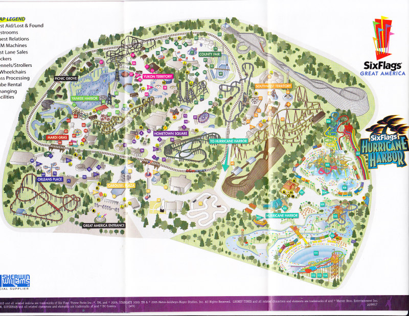 six flags great america park map. Six Flags Great America - 2005