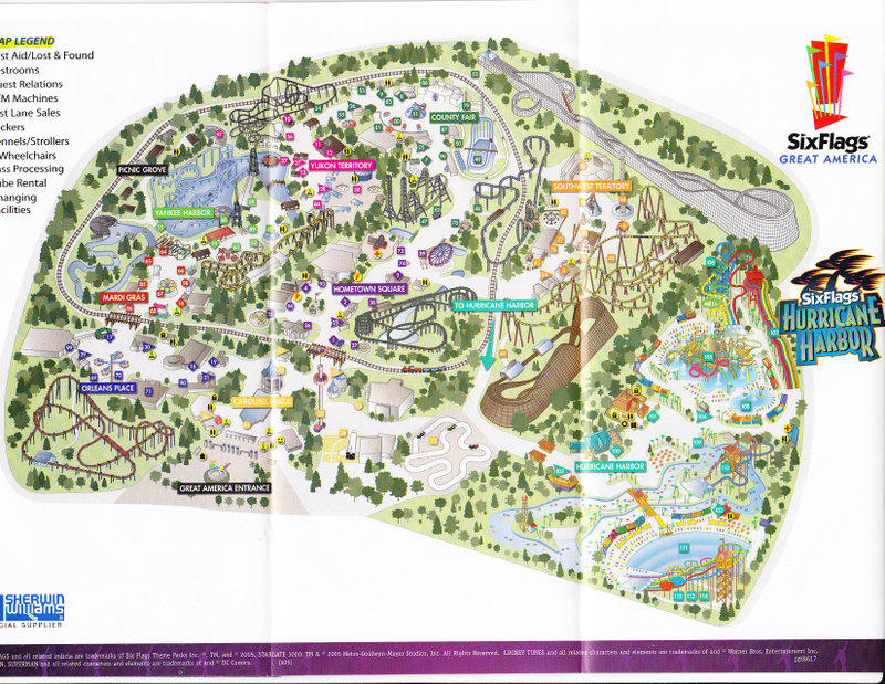 six flags great america map. Six Flags Great America - 2005