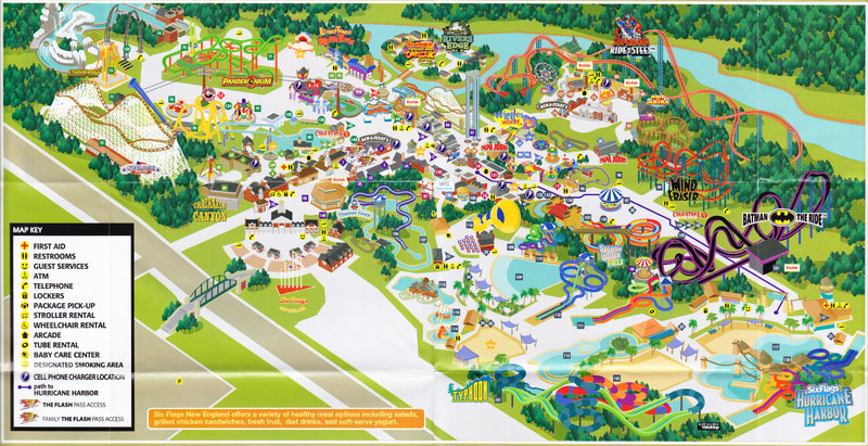 six flags new england park map. 2008 Park Map - Page 1