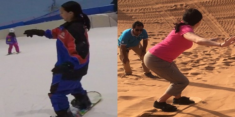 Robb & Elissa in Dubai: Skiing & Sand Boarding!