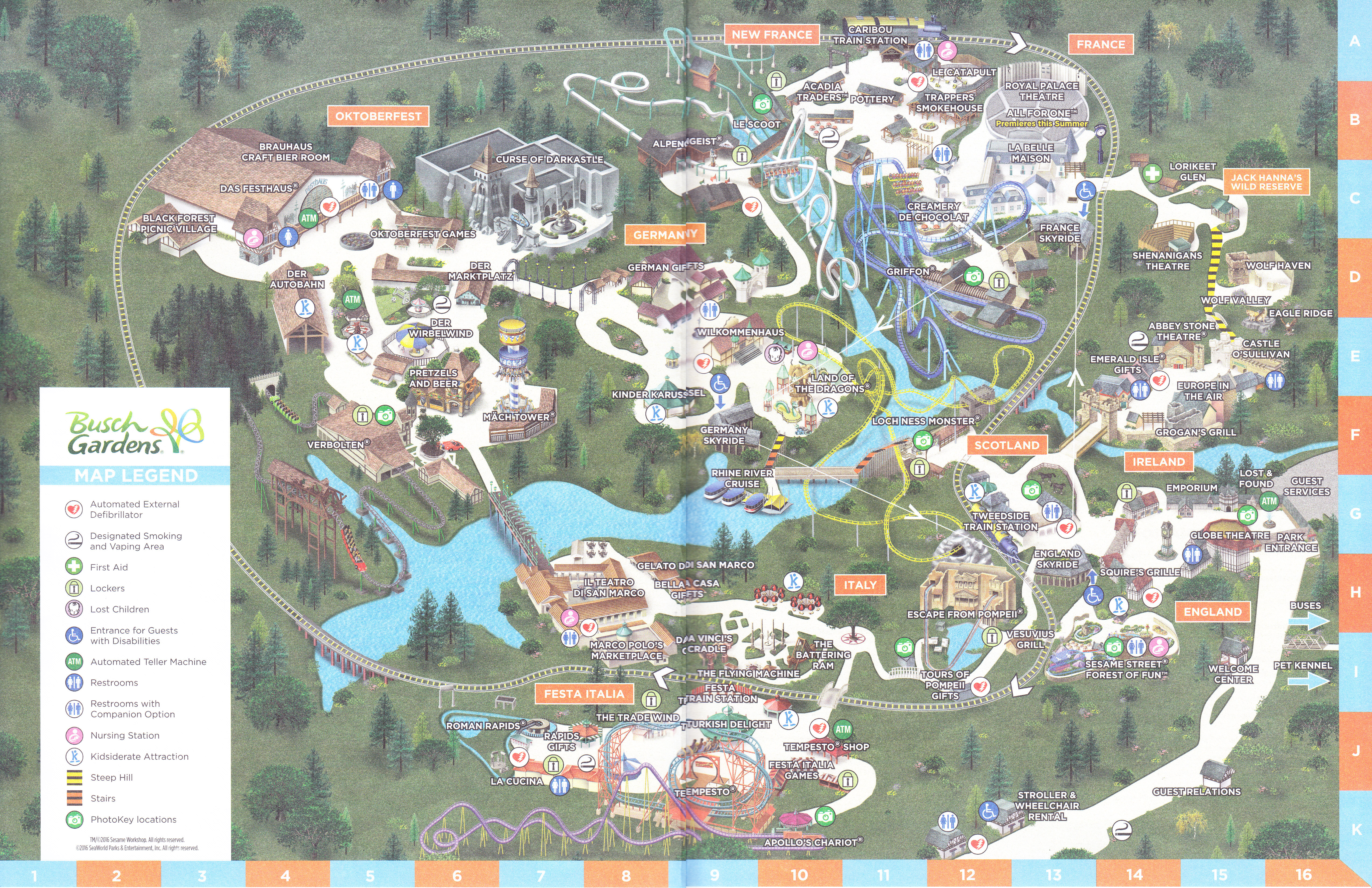 Busch Gardens Williamsburg 2017 Park Map