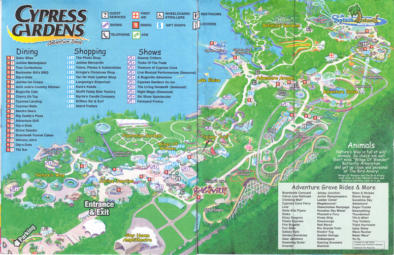 Cypress Gardens Adventure Park 2007 Park Map