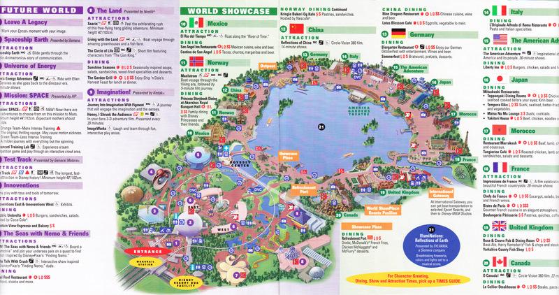 Epcot at Walt Disney World - 2006 Park Map