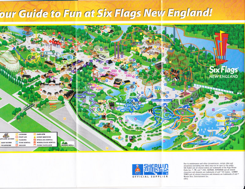 Six Flags New England 2004 Park Map