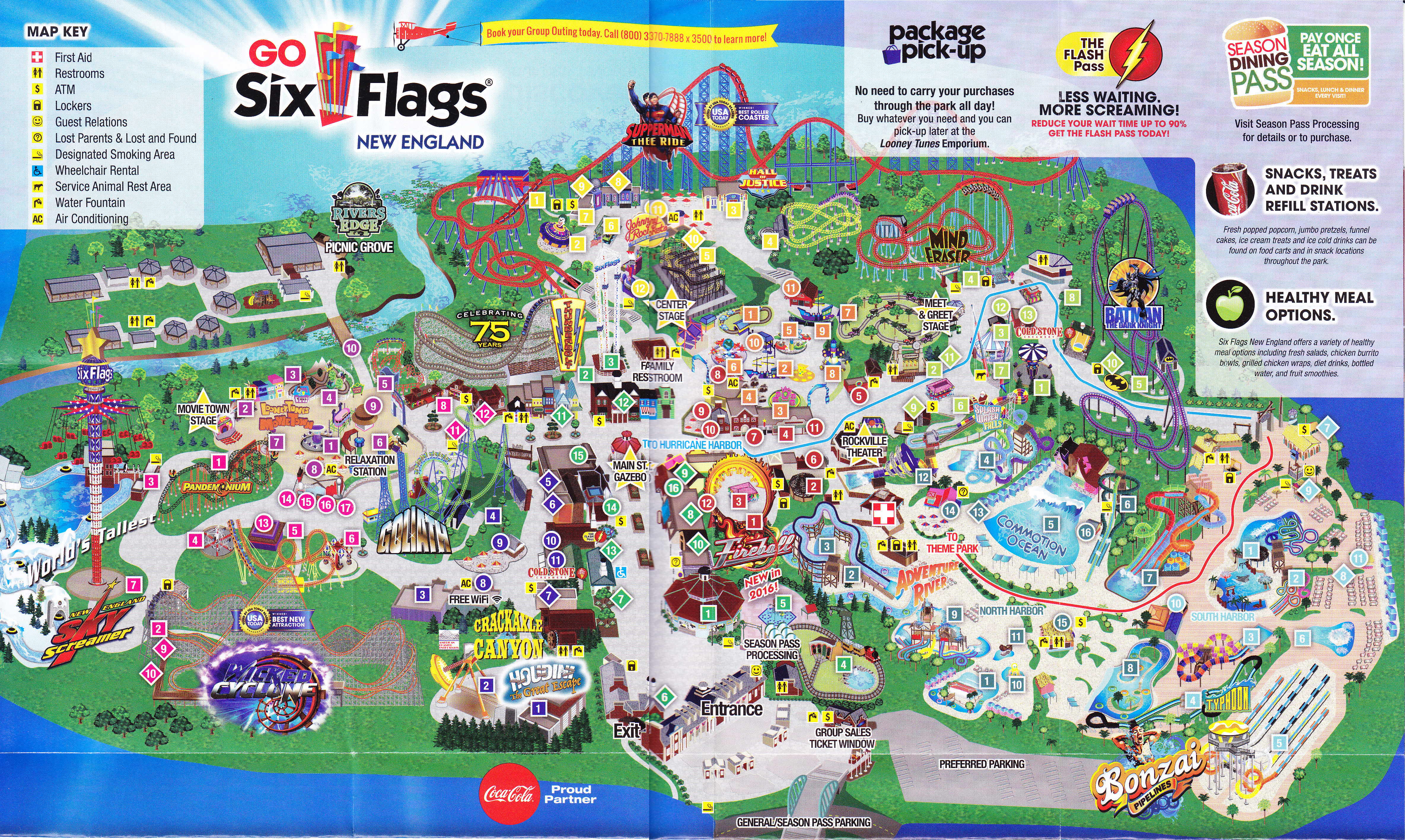 Six Flags New England 2016 Park Map
