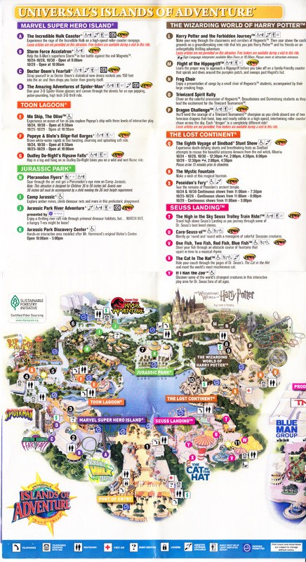 Islands Of Adventure - Attraction information and Park Map