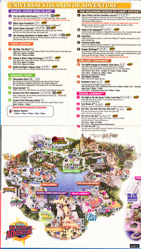 Universal Studios Islands of Adventure - 2004 Park Map