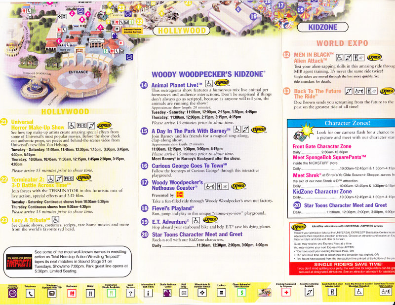 2003 Universal Studios Orlando Park Guide