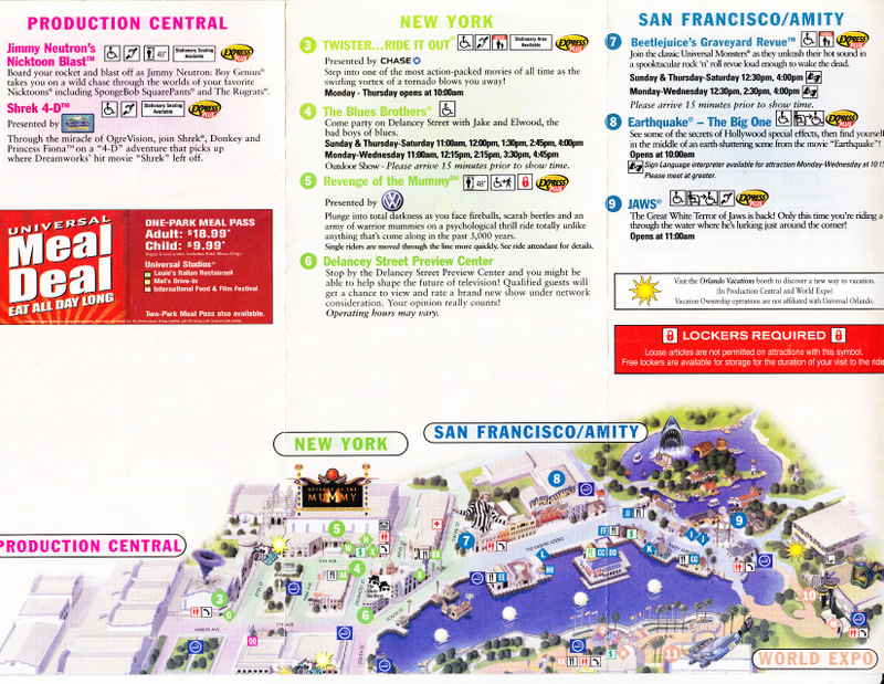 Universal Studios Orlando - 2005 Park Map