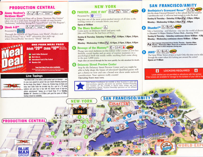 Universal Studios Orlando 2008 Park Map